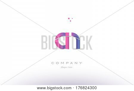 Cn C N  Pink Modern Creative Alphabet Letter Logo Icon Template