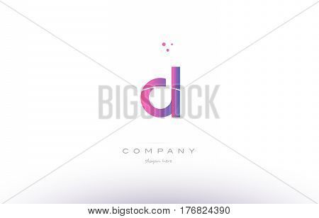Dl D L  Pink Modern Creative Alphabet Letter Logo Icon Template