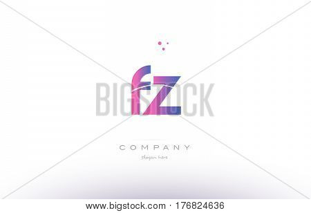 Fz F Z  Pink Modern Creative Alphabet Letter Logo Icon Template