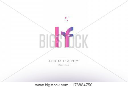 Hf H F  Pink Modern Creative Alphabet Letter Logo Icon Template