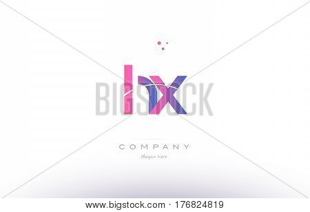 Hx H X  Pink Modern Creative Alphabet Letter Logo Icon Template