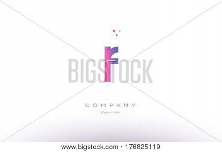 Lf L F  Pink Modern Creative Alphabet Letter Logo Icon Template