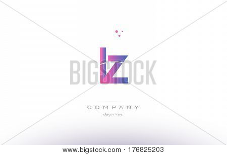 Lz L Z  Pink Modern Creative Alphabet Letter Logo Icon Template