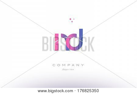 Nd N D  Pink Modern Creative Alphabet Letter Logo Icon Template