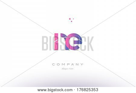 Ne N E  Pink Modern Creative Alphabet Letter Logo Icon Template