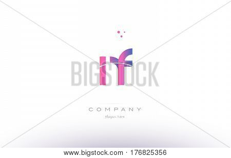 Nf N F  Pink Modern Creative Alphabet Letter Logo Icon Template