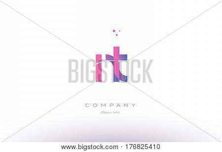 Nt N T  Pink Modern Creative Alphabet Letter Logo Icon Template