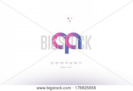 Qa Q A  Pink Modern Creative Alphabet Letter Logo Icon Template