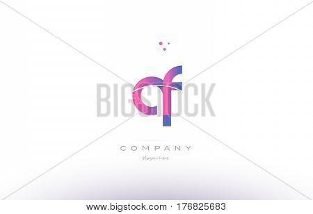 Qf Q F  Pink Modern Creative Alphabet Letter Logo Icon Template