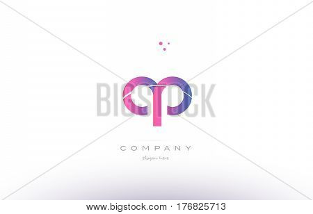 Qp Q P  Pink Modern Creative Alphabet Letter Logo Icon Template