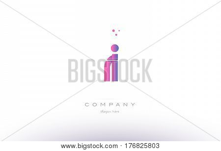 Ri R I  Pink Modern Creative Alphabet Letter Logo Icon Template