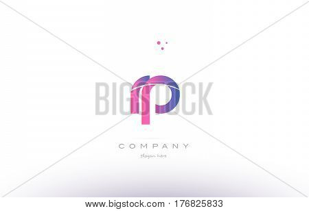 Rp R P  Pink Modern Creative Alphabet Letter Logo Icon Template