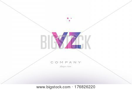 Vz V Z  Pink Modern Creative Alphabet Letter Logo Icon Template