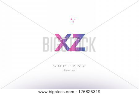 Xz X Z  Pink Modern Creative Alphabet Letter Logo Icon Template
