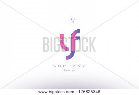 Yf Y F  Pink Modern Creative Alphabet Letter Logo Icon Template