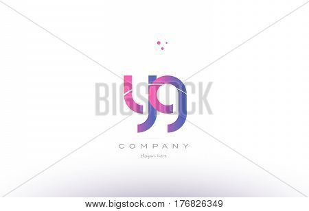 Yg Y G  Pink Modern Creative Alphabet Letter Logo Icon Template