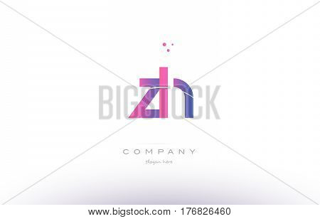 Zh Z H  Pink Modern Creative Alphabet Letter Logo Icon Template