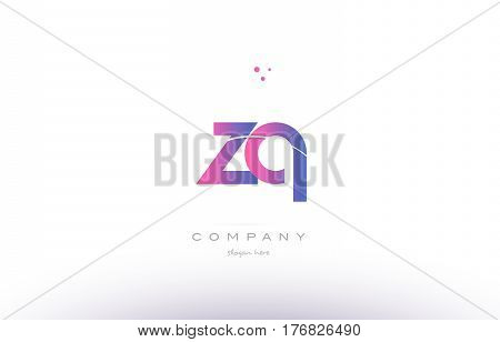 Zq Z Q  Pink Modern Creative Alphabet Letter Logo Icon Template