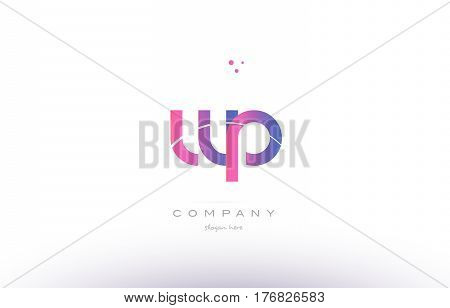 Wp W P  Pink Modern Creative Alphabet Letter Logo Icon Template