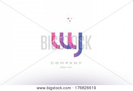 Wy W Y  Pink Modern Creative Alphabet Letter Logo Icon Template