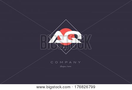 Aq A Q  Vintage Retro Pink Purple Alphabet Letter Logo Icon Template