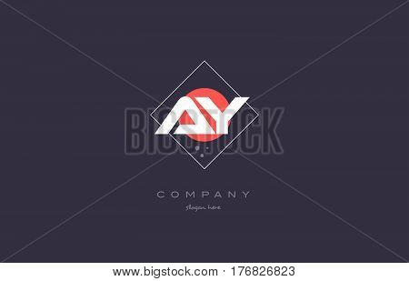 Ay A Y  Vintage Retro Pink Purple Alphabet Letter Logo Icon Template
