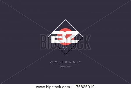 Bz B Z  Vintage Retro Pink Purple Alphabet Letter Logo Icon Template