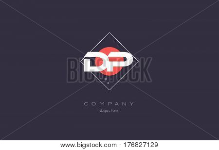 Dp D P  Vintage Retro Pink Purple Alphabet Letter Logo Icon Template