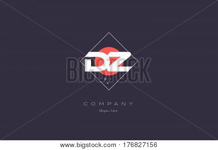 Dz D Z  Vintage Retro Pink Purple Alphabet Letter Logo Icon Template