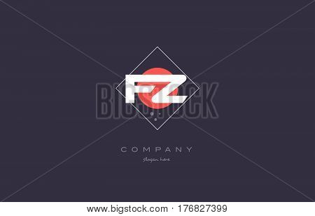Fz F Z  Vintage Retro Pink Purple Alphabet Letter Logo Icon Template