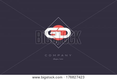 Gd G D  Vintage Retro Pink Purple Alphabet Letter Logo Icon Template