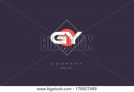 Gy G Y  Vintage Retro Pink Purple Alphabet Letter Logo Icon Template