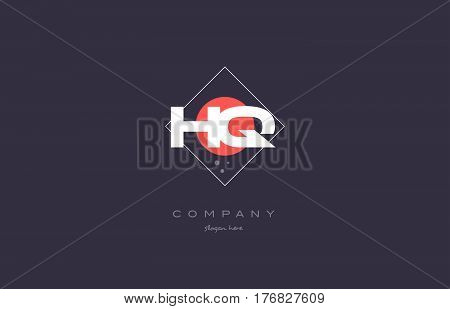 Hq H Q  Vintage Retro Pink Purple Alphabet Letter Logo Icon Template