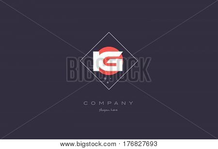 Ig I Q  Vintage Retro Pink Purple Alphabet Letter Logo Icon Template