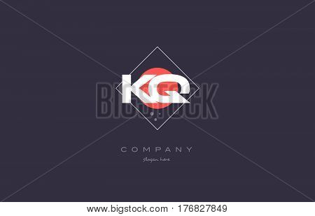 Kq K Q  Vintage Retro Pink Purple Alphabet Letter Logo Icon Template