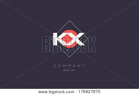 Kx K X  Vintage Retro Pink Purple Alphabet Letter Logo Icon Template