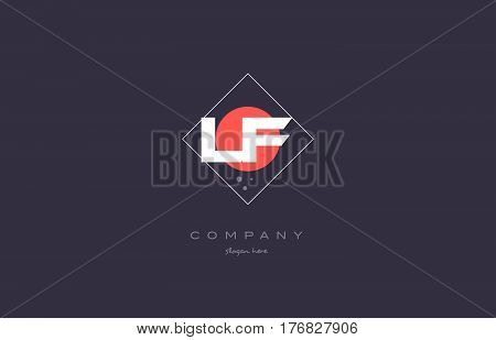 Lf L F  Vintage Retro Pink Purple Alphabet Letter Logo Icon Template