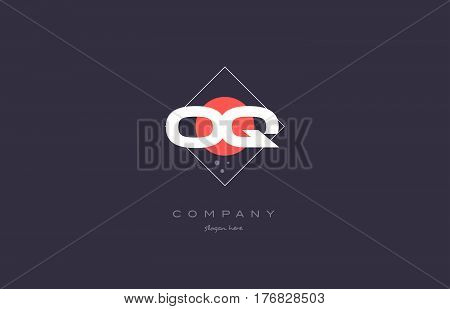 Oq O Q  Vintage Retro Pink Purple Alphabet Letter Logo Icon Template
