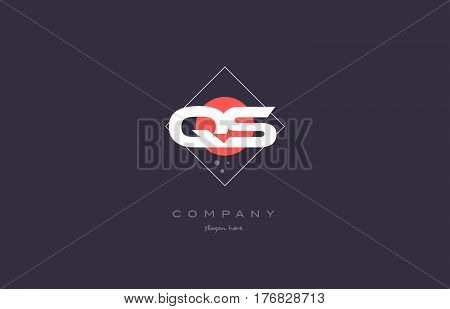 Qs Q S  Vintage Retro Pink Purple Alphabet Letter Logo Icon Template