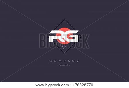 Rg R G  Vintage Retro Pink Purple Alphabet Letter Logo Icon Template