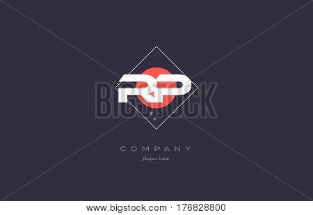 Rp R P  Vintage Retro Pink Purple Alphabet Letter Logo Icon Template