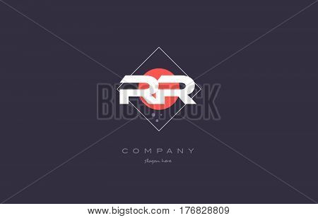 Rr R  Vintage Retro Pink Purple Alphabet Letter Logo Icon Template