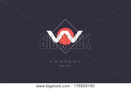 Vv V  Vintage Retro Pink Purple Alphabet Letter Logo Icon Template