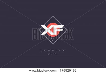 Xf X F  Vintage Retro Pink Purple Alphabet Letter Logo Icon Template