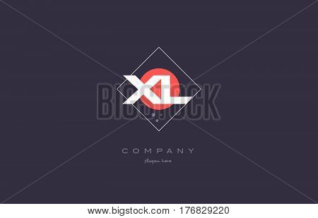 Xl X L  Vintage Retro Pink Purple Alphabet Letter Logo Icon Template