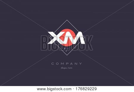 Xm X M  Vintage Retro Pink Purple Alphabet Letter Logo Icon Template