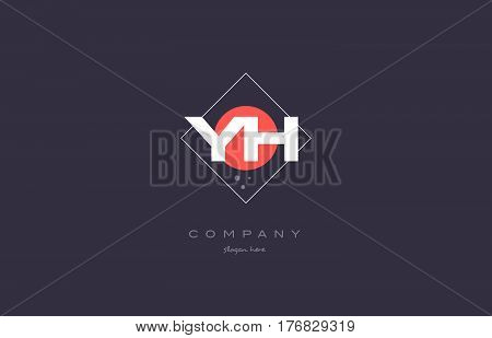 Yh Y H  Vintage Retro Pink Purple Alphabet Letter Logo Icon Template