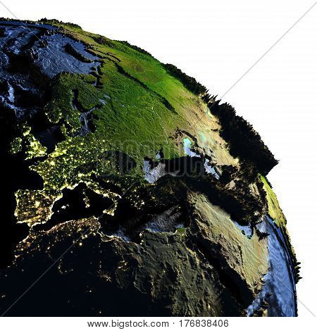 Emea Region On Earth With Exaggerated Mountains