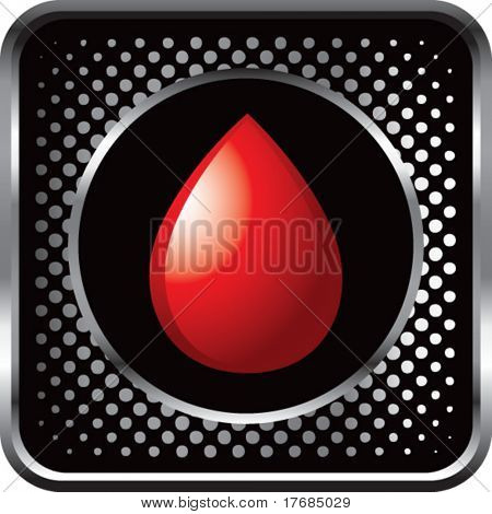 หยดเลือดบนปุ่มเว็บสูงสีดำ