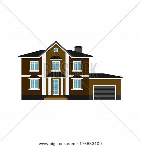 House front view vector illustration. Houss flat style modern constructions vector. House front facade building architecture home construction, urban house building apartment front view